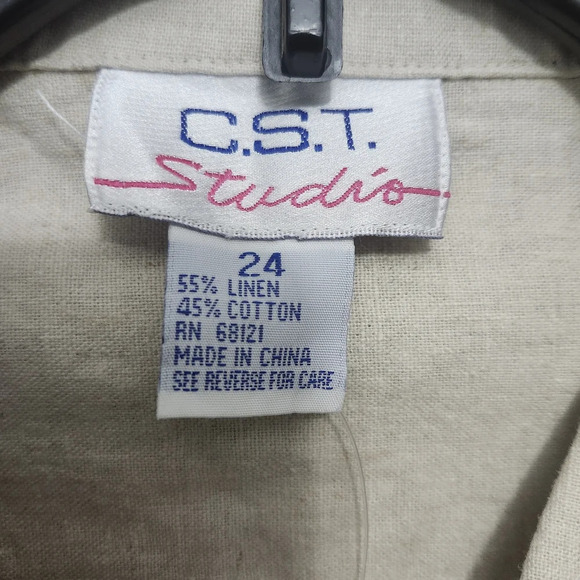 C.S.T. studio women's button-up shirt blouse shacket size 24 linen blen… - Picture 6 of 8